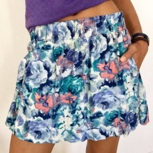 Forever 21 Watercolor Floral Mini Skirt Small